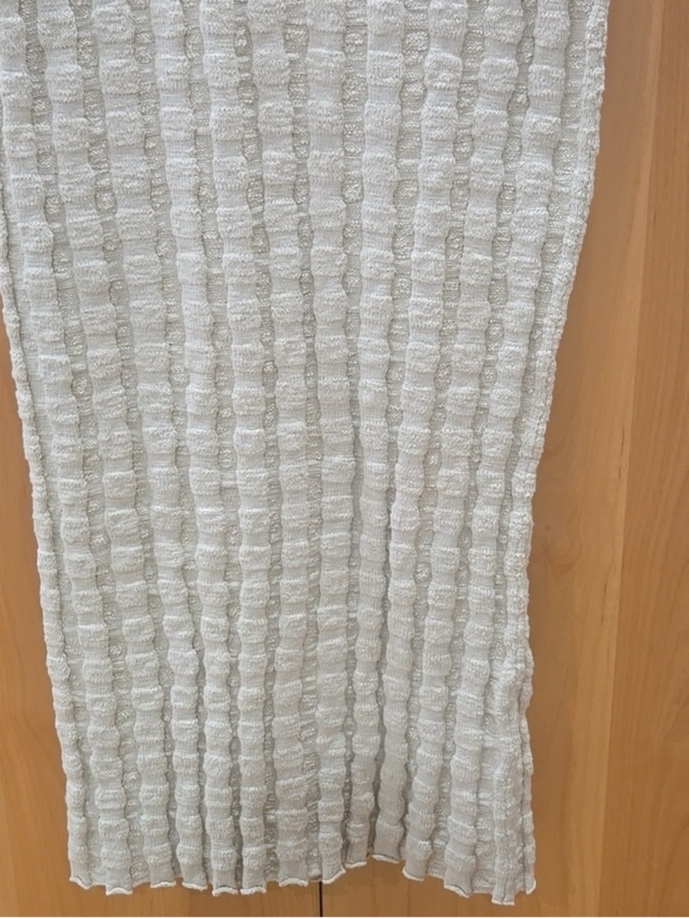 Classic Ribbed Cream Midi Dress - Picture 3 of 6
